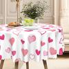 Pink Love Printed Tablecloth, Multi-Size Optional Waterproof Dining Table Cloth, Romantic Decorative Cover For Couples' Anniversary