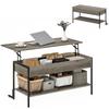 Coffee Table with Lift-up Top, Living Room Table with Hidden Compartment and Open Shelf, 95x40x59cm, Grey