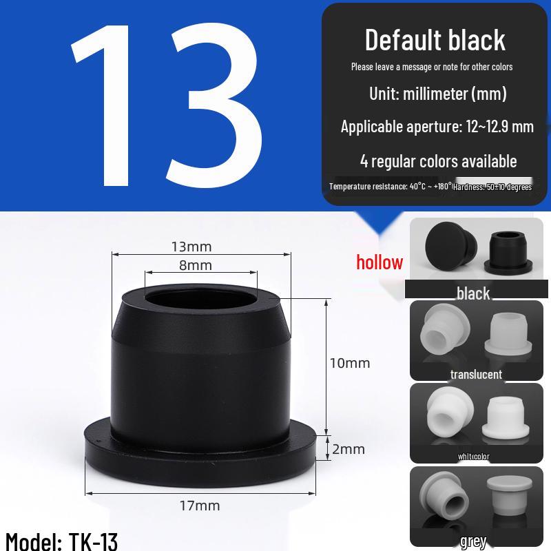 Black High-Temperature Resistant T-Shaped Silicone Stopper - Round Hole Rubber Gasket & Shock-Absorbing Blind Plug