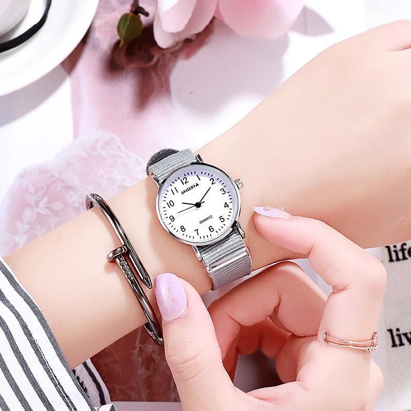 Wind Female Student Lady Watch Female Simple Temperament Girl Watch Small Fresh Girlfriend Woven Canvas