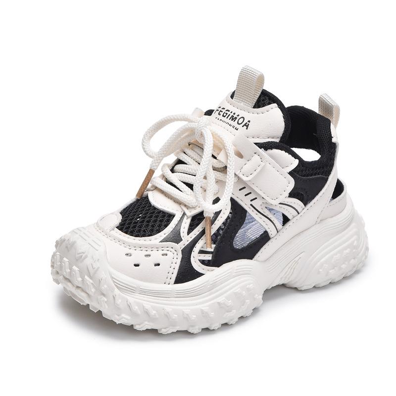 

Students Sneakers Thick Soft Sole Kids Sports Sandals Hollowed-out 2025 Summer Children Running Shoes Mesh Breathable Comfort 22 чёрный
