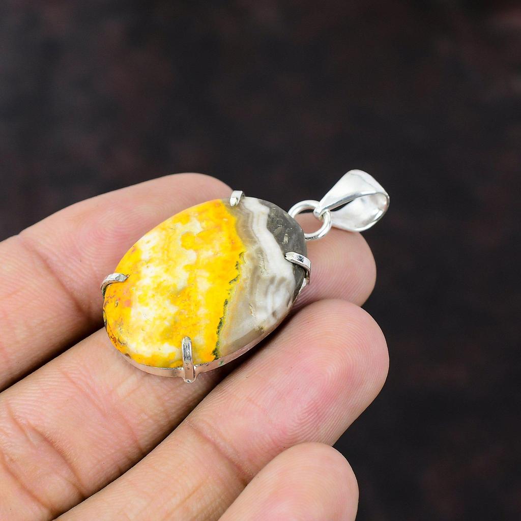 Bumble Bee Jasper Pendant Original Gemstone Jewelry 925 Sterling Silver Pendant Handmade Wonderful Pendant Gift For Women Birthstone Jewelry