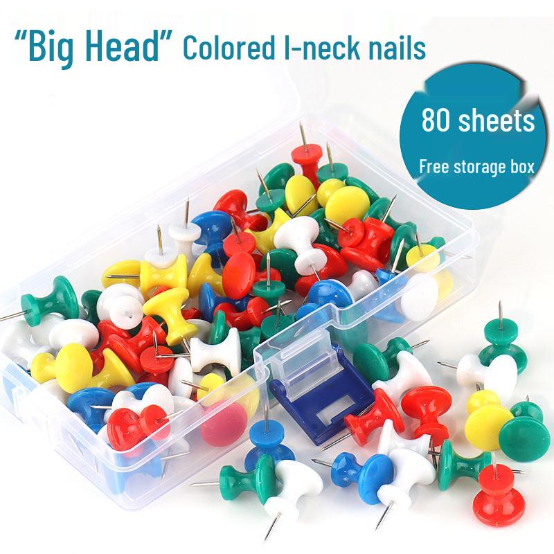 

Colored Large T-Pins & Thumbtacks Set: 80 Pcs for Photo Walls & Cork Boards Metal