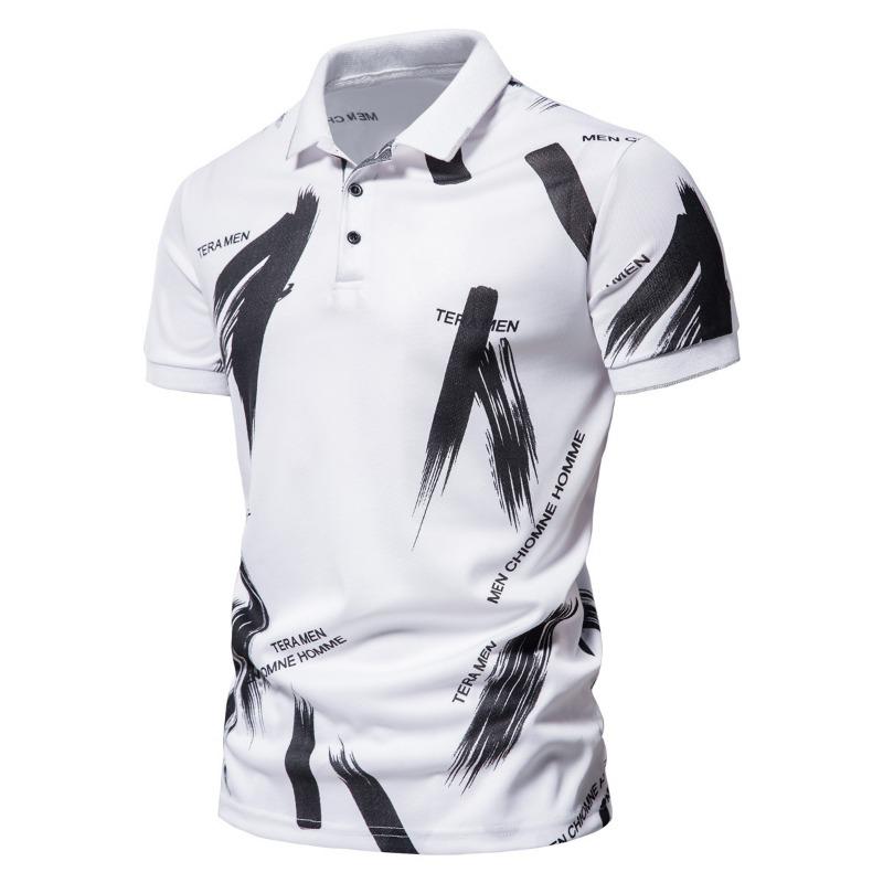 Men S Short Sleeve Polo Shirt Slim Fit Printed Casual
