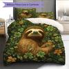 Jungle Sloth Pattern Bedding Quilt Set  Home Decoration  Gift (1 * Duvet Cover + 2 * Pillowcase  Without Core)