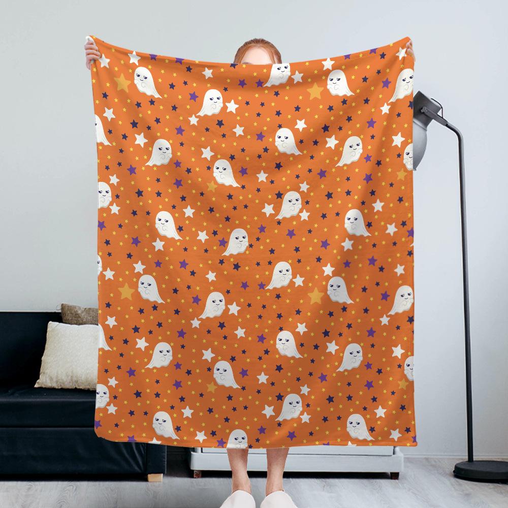 Soft Ghost Throw Blanket Cute Funny Spooky Blanket Blanket Plush Fuzzy Blankets For Bed Sofa Couch Livingroom Chair Car Travel 100x150cm