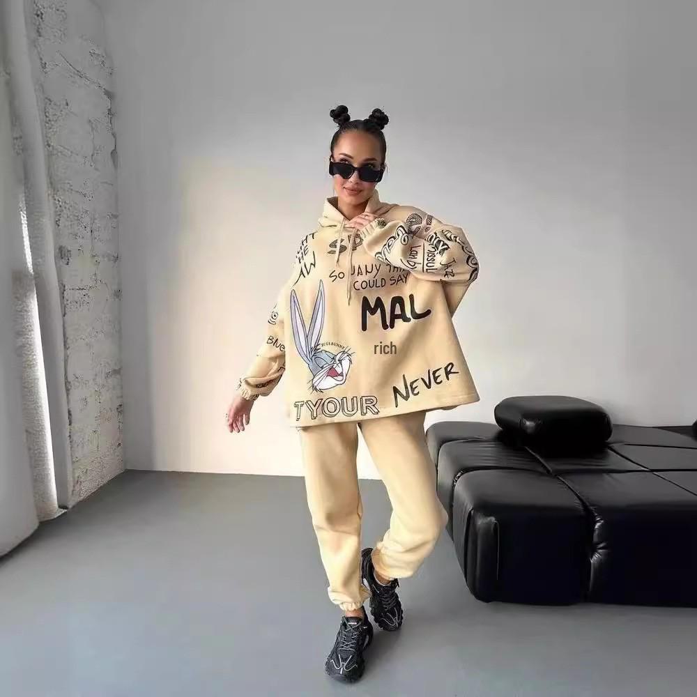 

Европейский и американский женский свитер с капюшоном и карманами, комплект из двух предметов, осень/зима 2025 г. M светло-желтого