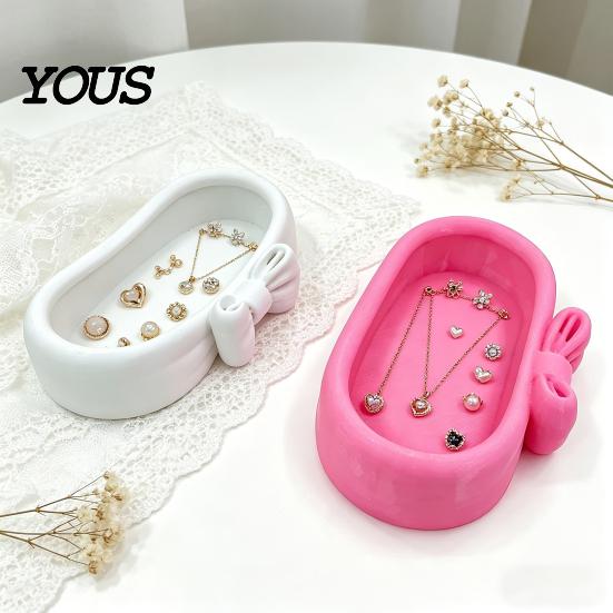 Trinket Storage Tray 3D Printed Bow-Shaped Tray, Elegant Jewelry Organizer & Key Holder for Desk Entryway, Decorative Rings Earrings Cosmetics,