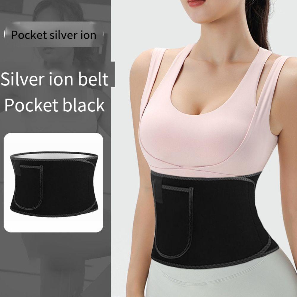 Elastic Slimming Sweat Belt Silver Ion Sports Body Sculpting Belt Waist Protection Belt  Gym