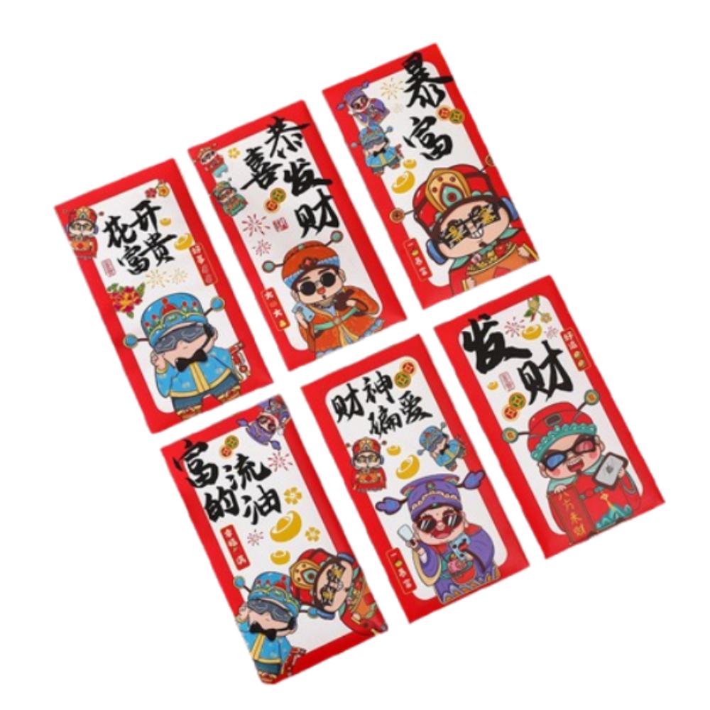 6pcs Traditional God of Wealth Money Pocket Hongbao Gifts Packing Bags  Celebration Party