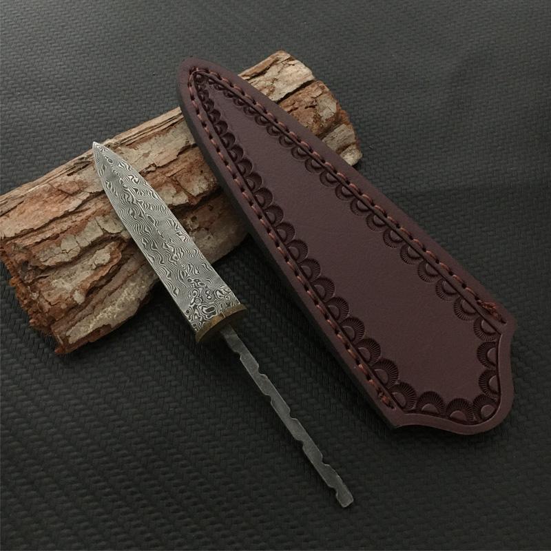 DIY Semi-finished Damascus Steel Pattern Pu'er Tea  Knife Blank Accessories for Pu'er & Dark Tea Ceremony DIY Knife Cutter Tool