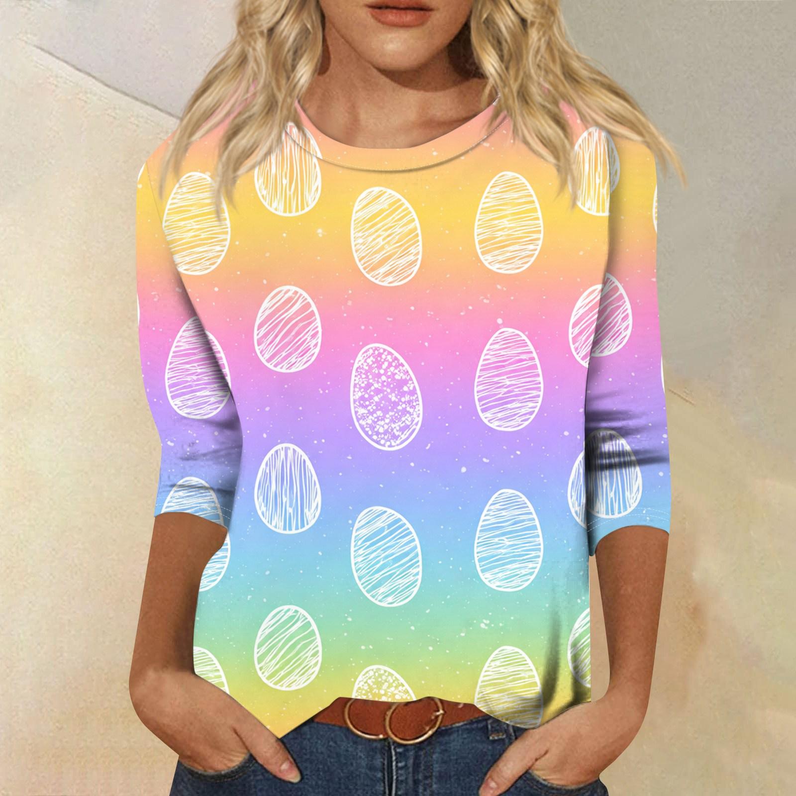 

Женская модная повседневная футболка с круглым вырезом и принтом на пасхальную тематику XXL жёлтый