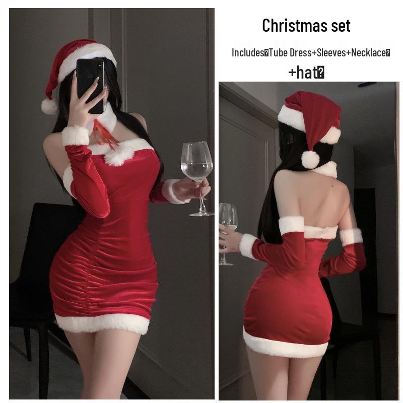 

Бархатное платье без бретелек в обтяжку для косплея «Якорь» - Рождественское издание M