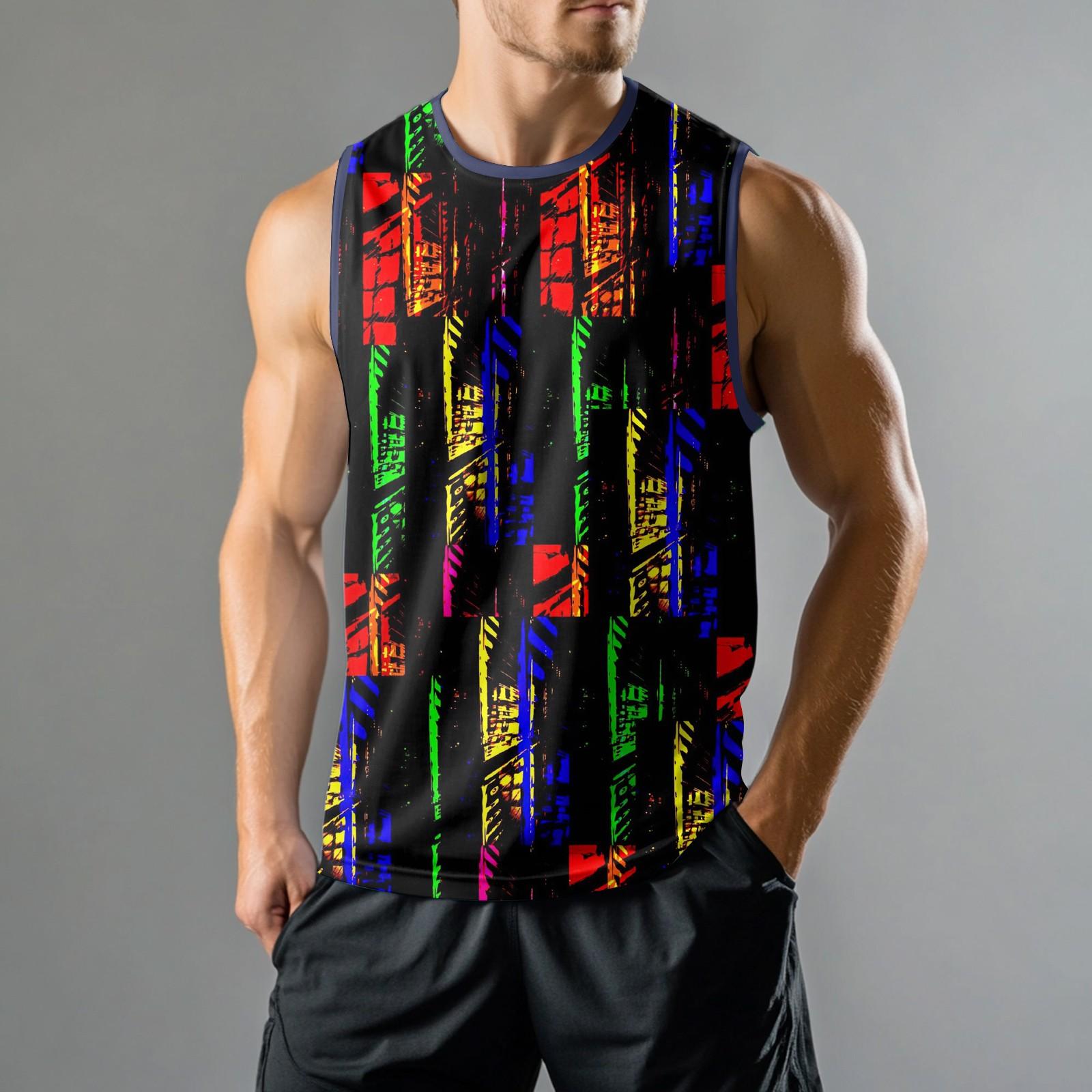 

Мужская мода принтованный спортивный повседневный жилет без рукавов XL красный