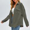 Women's Pocket Blouse Solid Color Casual Loose Long Sleeve Top