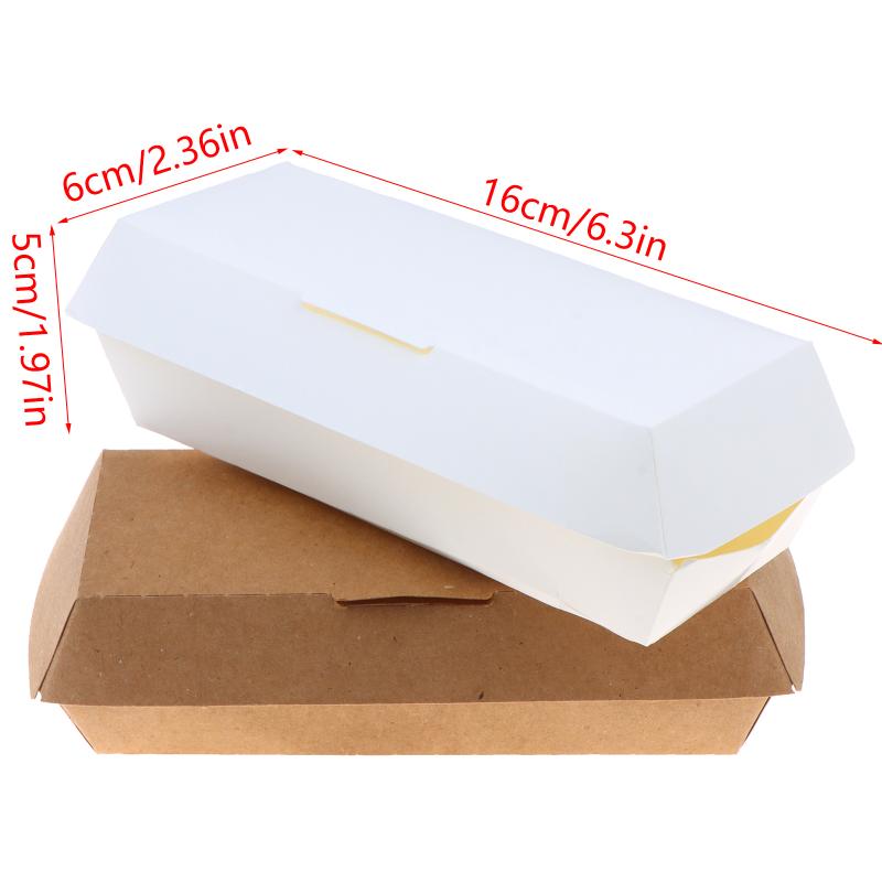 10Pcs Disposable Kraft Paper Hot Dog Boxes Oil Resistant Leakproof Coating for Backyard BBQ Camping Trips