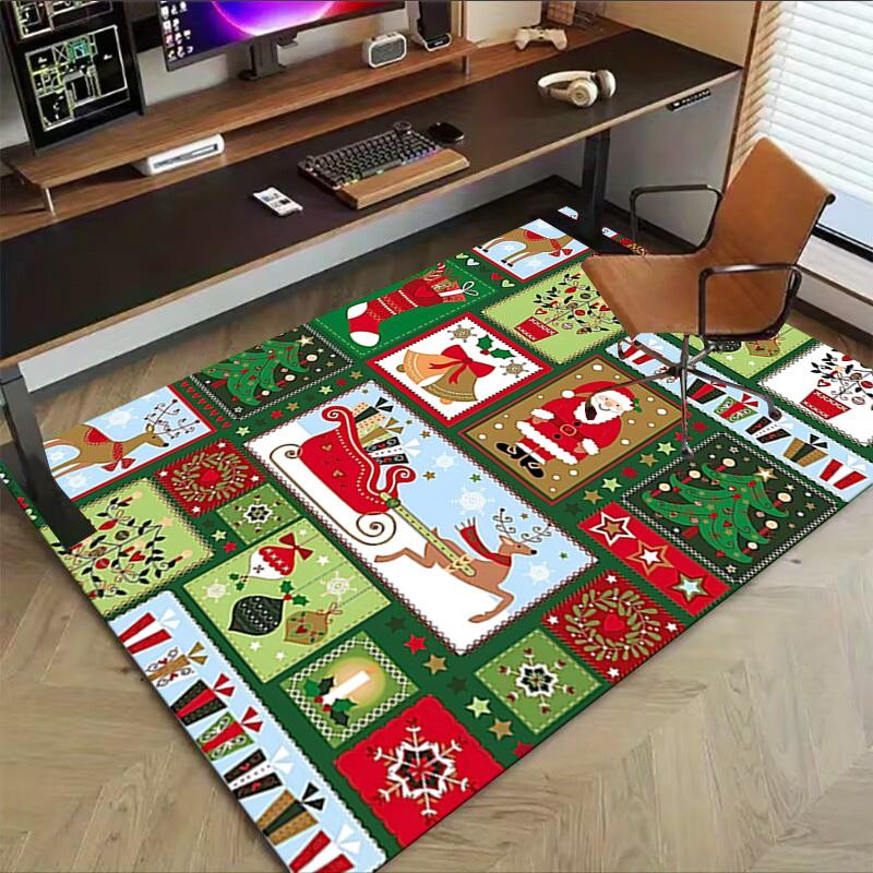 1PC Christmas, Ornaments Extra Large Non Slip Floor Carpet, Office, Family, Bedroom Large Area Rug Indoor Rugs, Vibrant Colors
