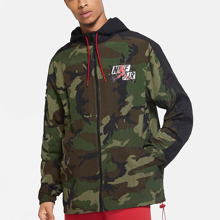 Jordan Jumpman Classics Camo Windbreaker Jacket Medium Olive CU2031-222