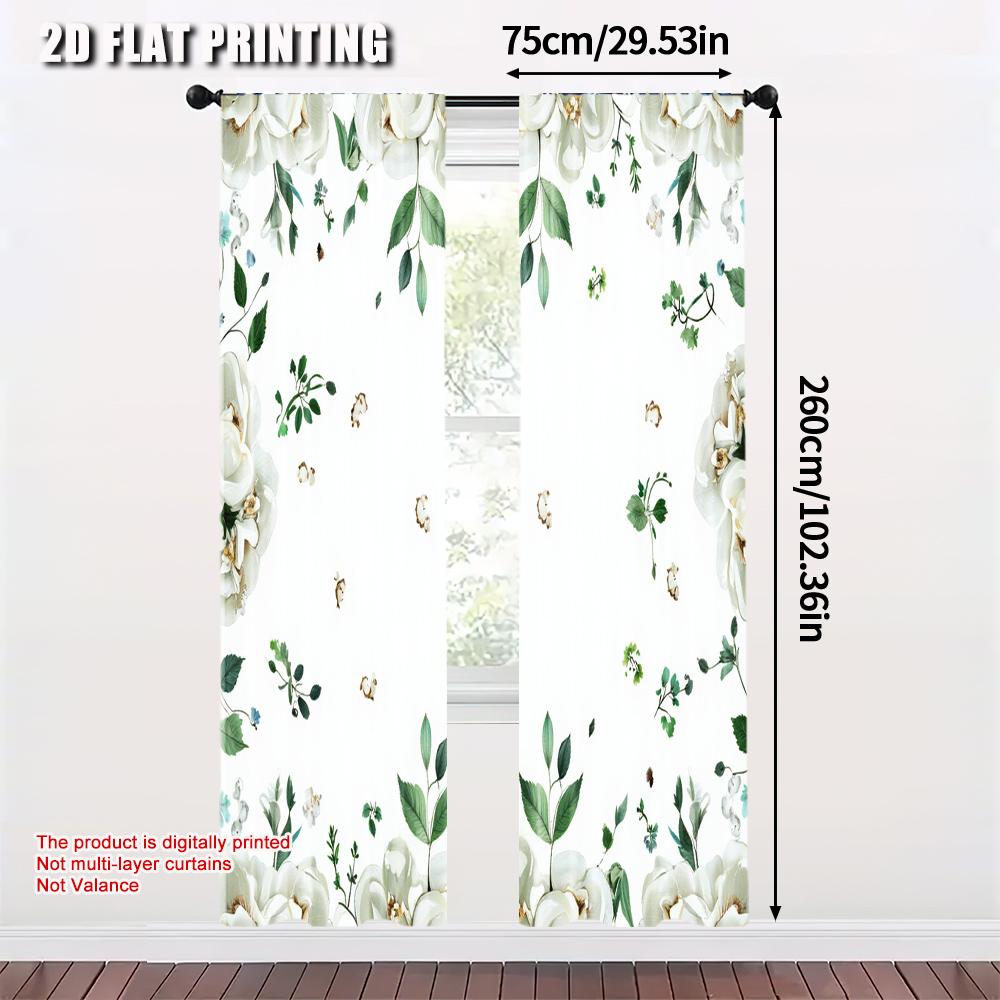 2pcs  2D plane printing Curtain Popular Wildflower Polyester (without rod) Festive Perfect for Bedroom and Various Room Types