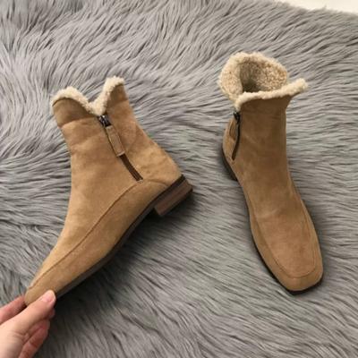 Women Ankle Boots Fashion 2024 New Winter Side Zipper Thick Heel Square Toe Elegant Short Boot Chelsea Ladies Shoes Snow Boots