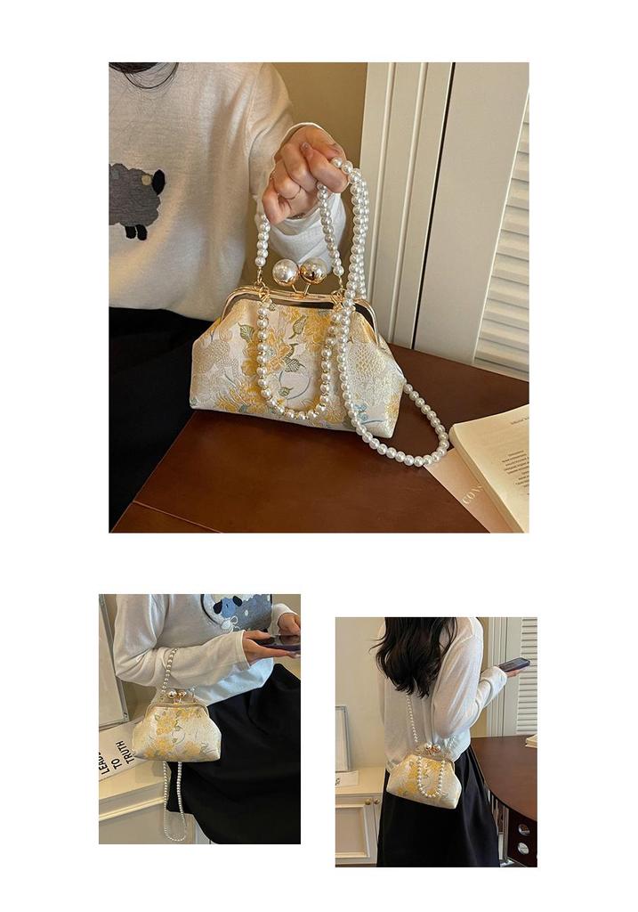 2026 Pearl-Embellished Qipao-Style Handheld & Crossbody Embroidered Bag