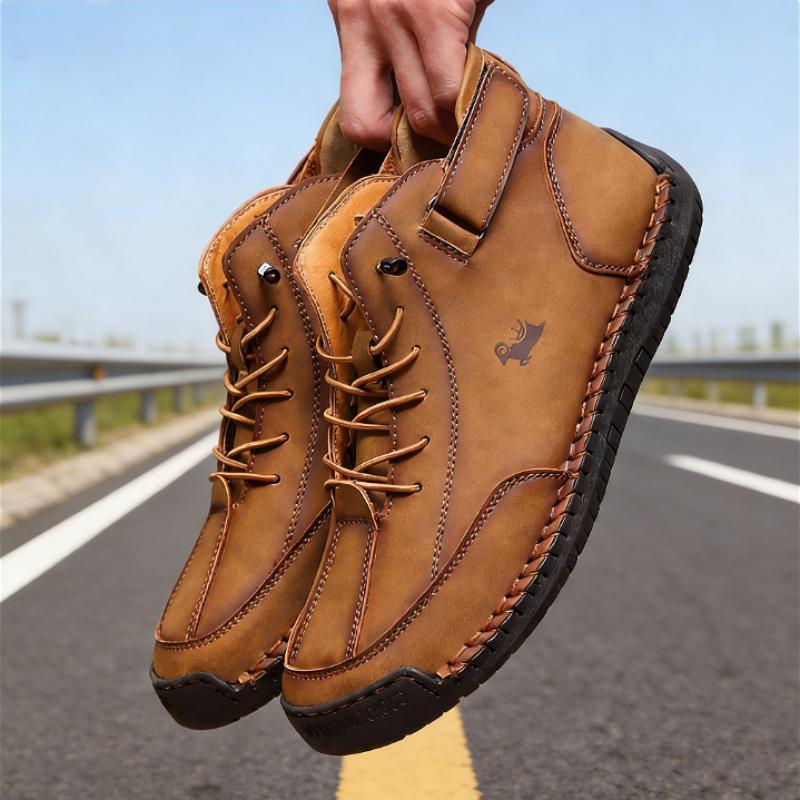 Men's Ankle Boots Casual Retro Leather Shoes Comfort Lace-up N-slip 2026 New Arrival Lightweight Soft Sole Breath Work Shoes