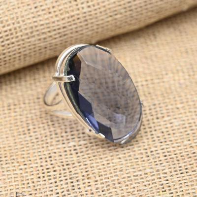Iolith-Edelstein, handgefertigter Schmuck aus 925er Sterlingsilber, großzügiger Ring für Sie