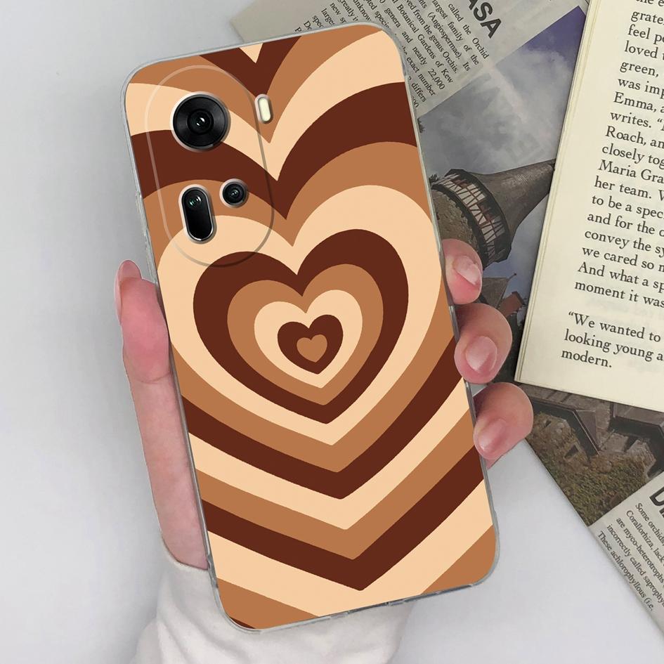 

Для OPPO Reno 11 Pro Realme C67 12 Lite P1 A3 Pro + чехол Прозрачный силиконовый мягкий чехол из ТПУ Защитная пленка для экрана Pretty Heart Bear Сумки для телефонов для OPPO Capas Oppo A3 Pro