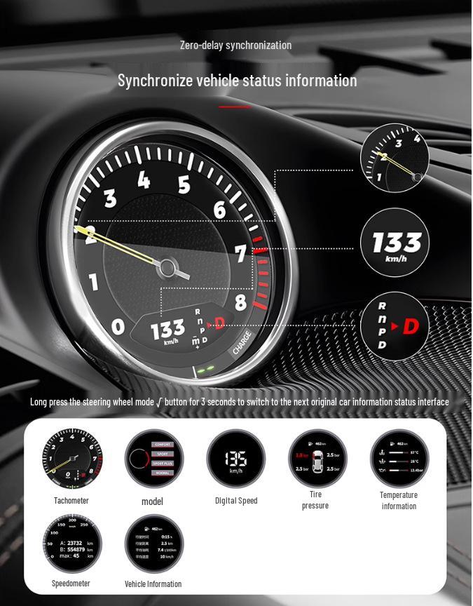 Upgraded Multifunction LCD Compass Stopwatch for Porsche Cayenne/Macan Modification
