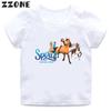 T-shirt Divertente per Bambini con Disegno di Cavallo Fortunato e Selvaggio Abbigliamento Carino per Bambine T-shirt Estiva Bianca Top per Bambini