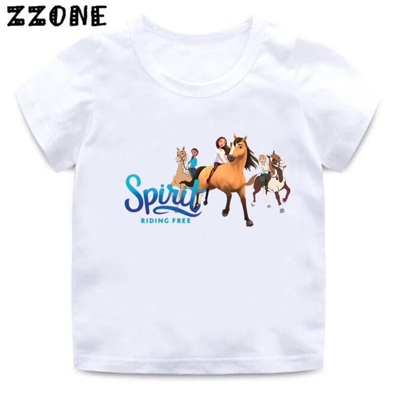 T-shirt Divertente per Bambini con Disegno di Cavallo Fortunato e Selvaggio Abbigliamento Carino per Bambine T-shirt Estiva Bianca Top per Bambini