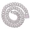 Ice Out Silver Plated Bling Cubic Zirconia 12mm Pink CZ Cuban Link Chain Choker Necklace for Women Wedding Party Gift