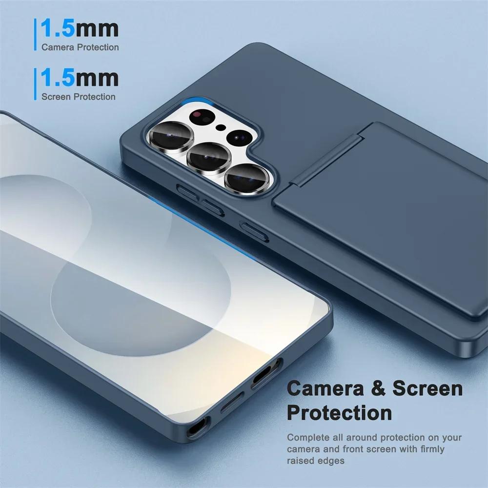 Wallet with Card Holder Phone Case for Samsung S25 Edge S25 S24 Ultra S23 Plus Shockproof Kickstand Protective Cover Case