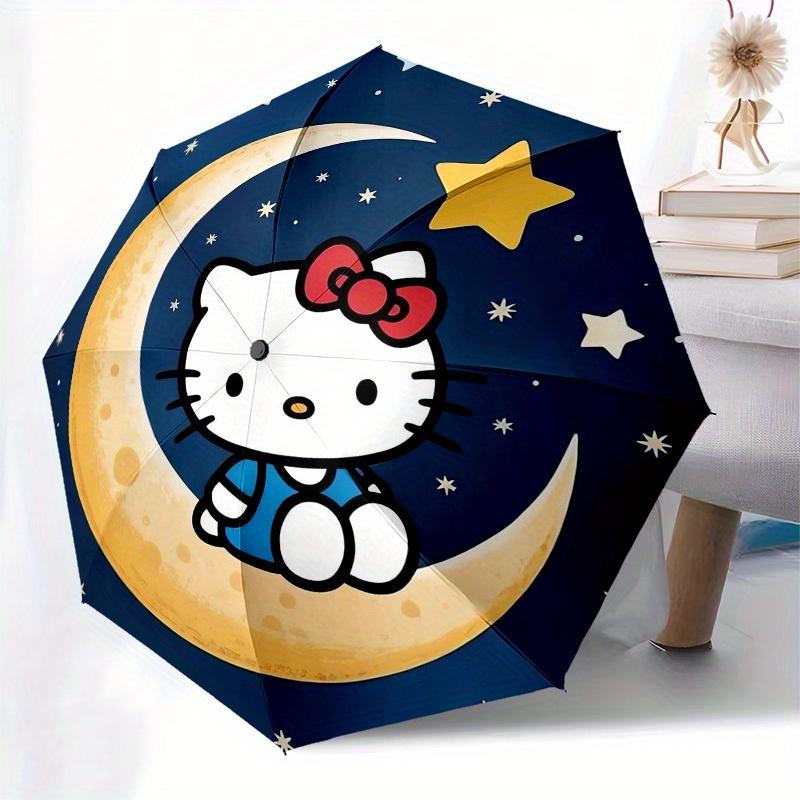 1pc Hello Kitty Moon Night Stars Umbrella with Plastic Handle,Suitable for All Seasons Home Travel Outdoor UmbrellaSanlio322