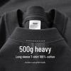T-shirt Unisex Premium 500g Pesante Grigia 100% Cotone Spazzolato Double-Face a Manica Lunga.