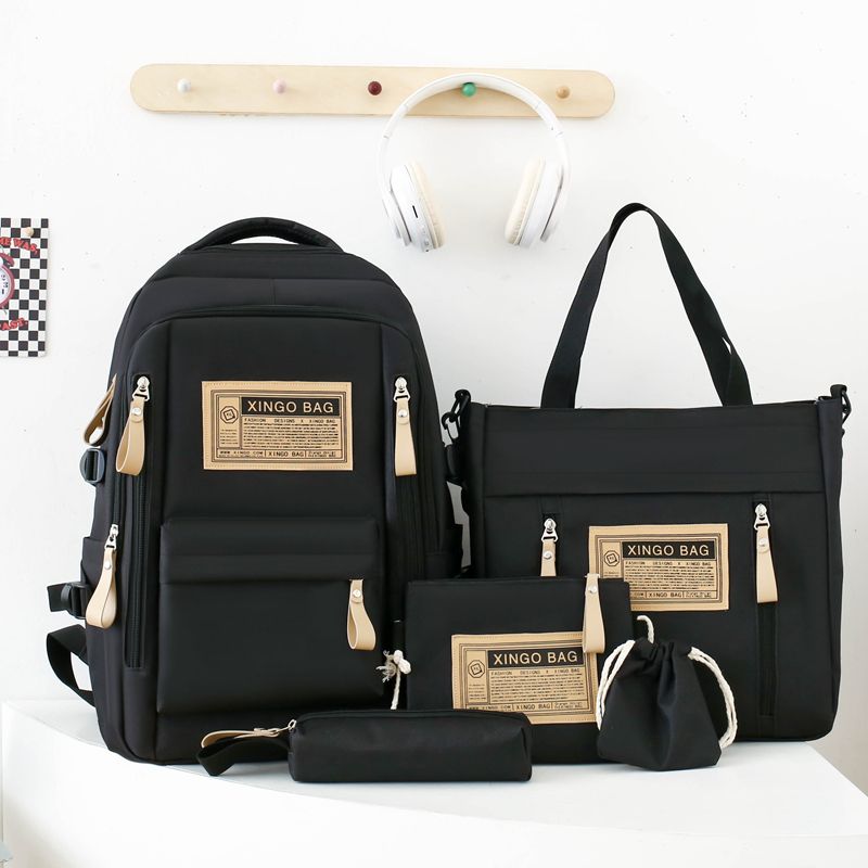4pcs/set Backpack Female Junior High School Large Capacity High School College Style Schoolbag Outdoor anti backpack