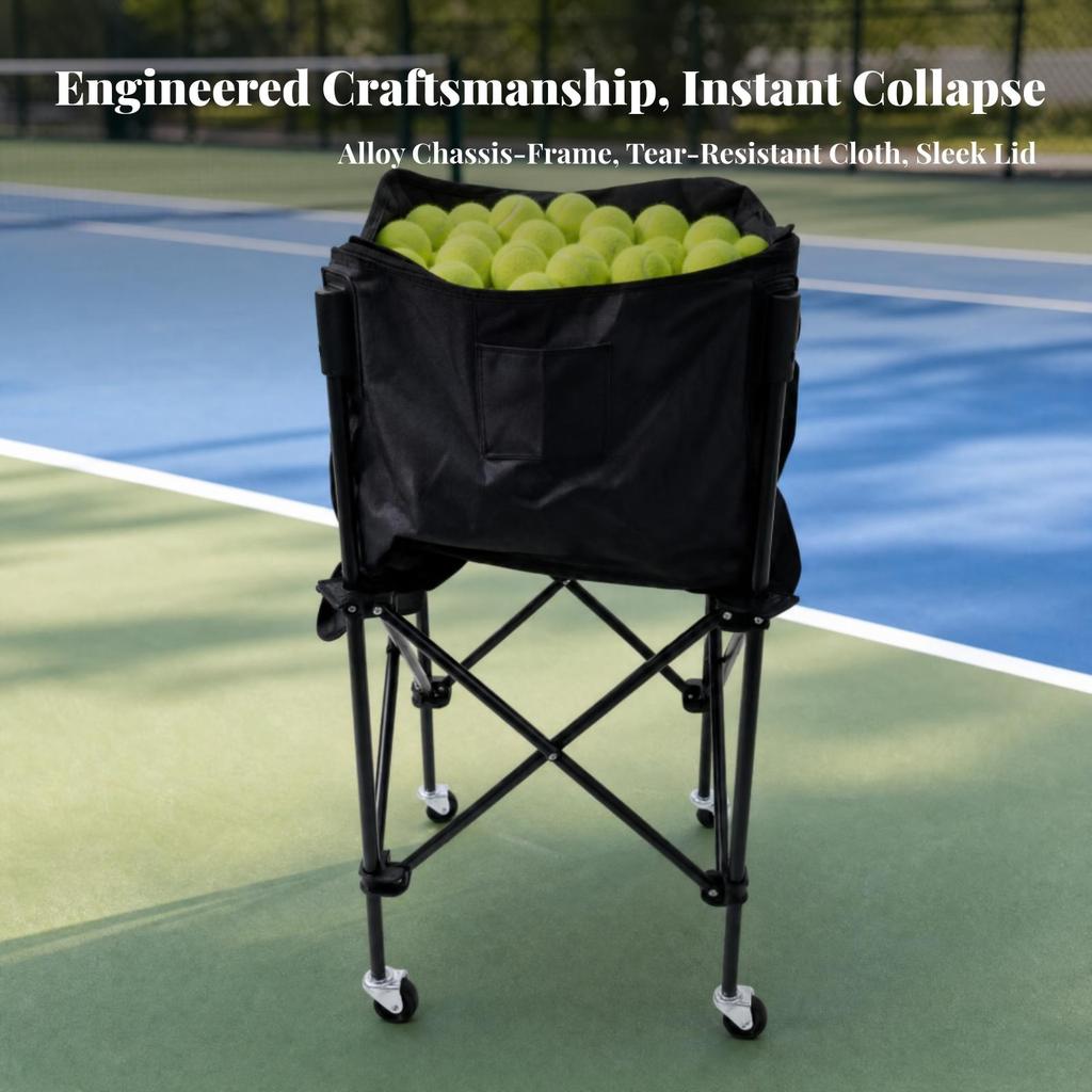Chariot de Collection de Ballons avec Panier Zippé Stable pour Entraîneurs, Athlètes