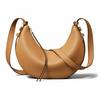 Tory Burch Romy Zipper Closure Adjustable Shoulder Strap Leather Crescent Bag Women Shoulder Bag Tiramisu 178677-227
