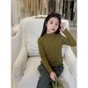 Kids Girls Long Sleeve Solid Ruffle Collar Casual Inner Base Layer Top