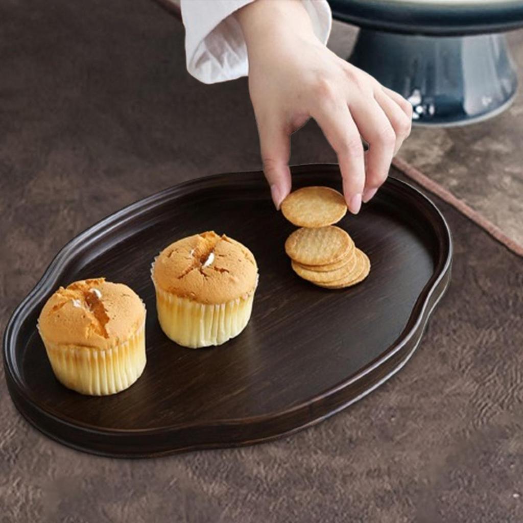 Wood Serving Tray Portable Dessert Plate for Kitchen Breakfast in Bed Bar