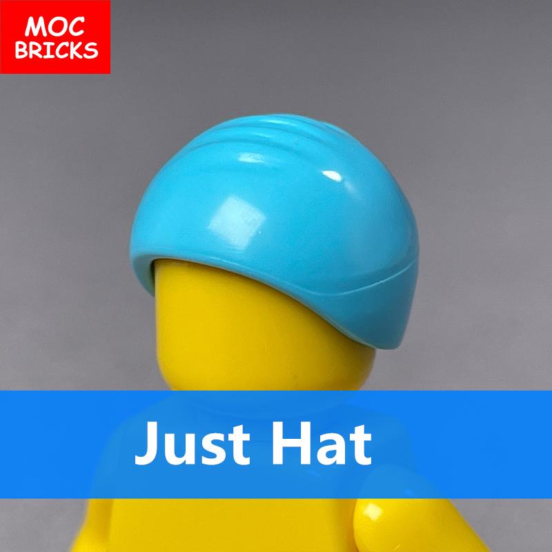 10 pezzi/lotto MOC Mattoncini Sci Nuoto Cuffia Cappello da Cowboy Casco Copricapi Accessori Figure Pezzi Blocchi da Costruzione Giocattoli Regali per Bambini