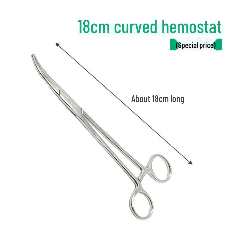 Large Stainless Steel Hemostatic Forceps: Pet Pliers, Needle Holder, Tweezers, Surgical Vessel Clamps - Straight & Curved Tips.