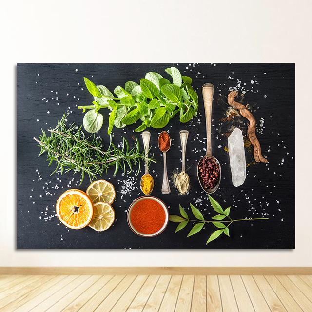 Dipinto su tela Cuadros Scandinavo Poster e stampe Arte della parete Immagine di cibo Soggiorno Cereali Spezie Cucchiaio Peperoni Cucina