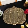 4 Stück Anti-Rutsch Halloween Hohlkürbis Tischset Metallische Farbe Kürbis Topfuntersetzer Restaurants