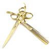 6.0" Gold Damascus Serrated Barber Hairdressing Thinning Scissors