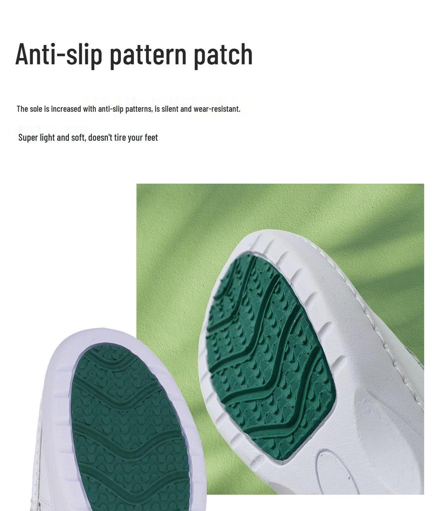 Women's Breathable Non-Slip Nurse Shoes, Wear-Resistant with Soft Thick Sole, White Microfiber Leather Loafers for Comfort.