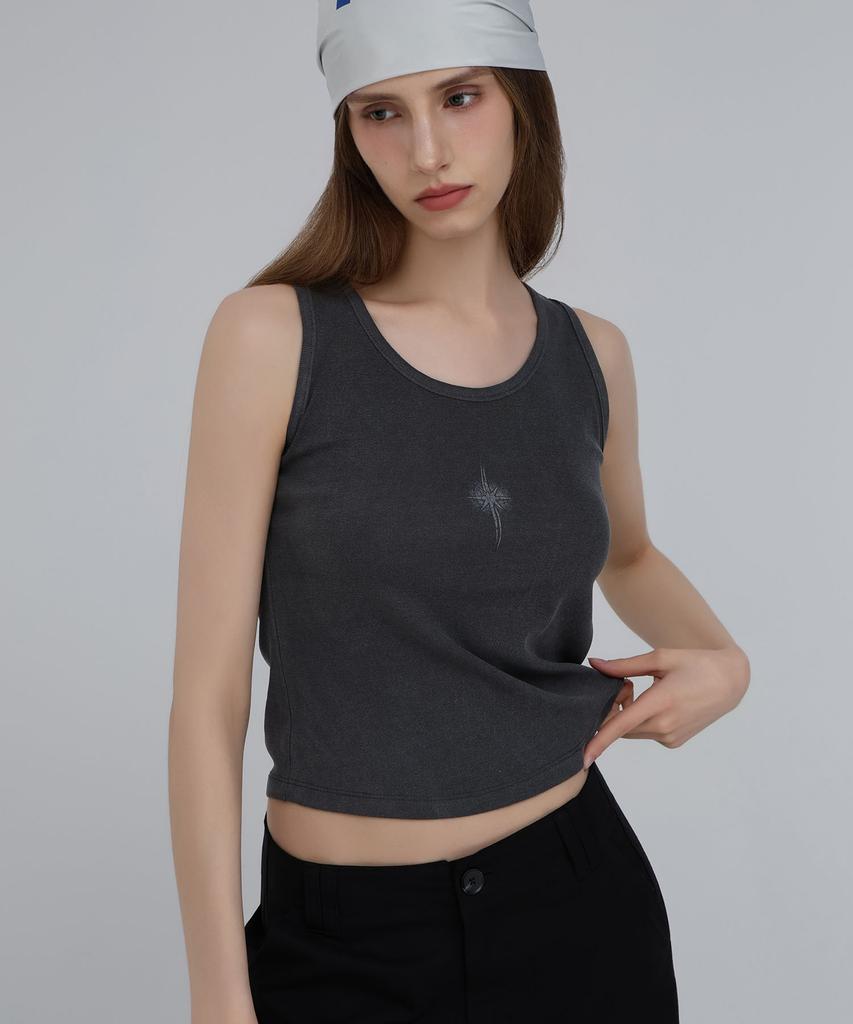 CHICKS Koi Pigment Tank Top Charcoal