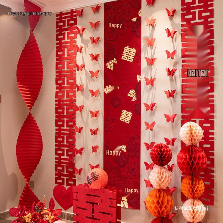 Wedding Decoration Set: Groom & Bride's Room Ornaments with Bunting & Robe Wall Décor