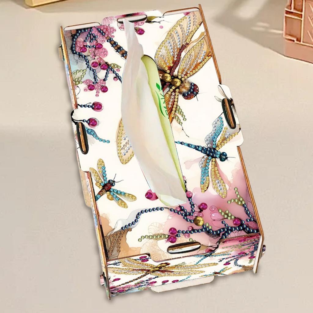Wooden 5D Diamond Painting Tissue Holder Diamond Decorative Tissue Box DIY Diamond Tissue Box for Living Room Decor