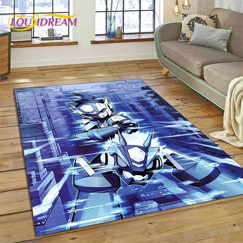 Retro Cartoon Rockman Mega Man Game Carpet Rug for Bedroom Living Room Home Sofa Decoration,Children Play Large Decor Floor Mat